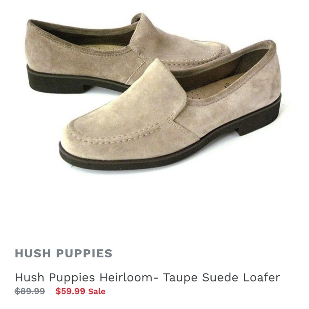 Hush Puppies Taupe Suede Loafers